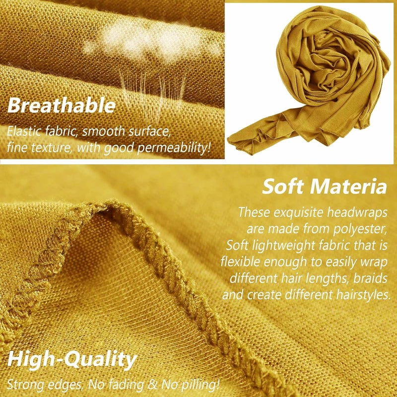 PWEOUKE Head Wraps for Black Women African Head Wrap Lightweight for Women Long Plain Turban Hair Scarf Scarves - Image 3